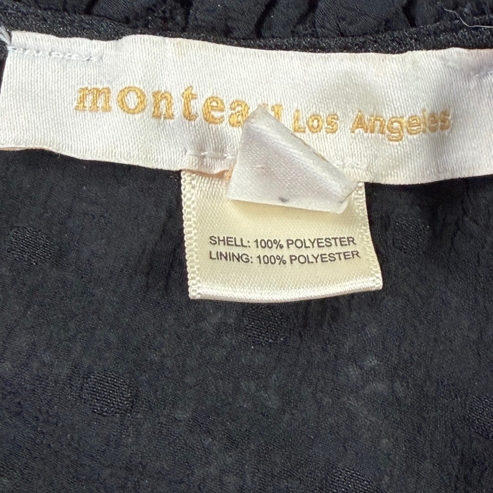 Monteau Los Angeles Black Clip Dot Tiered Ruffle Sleeveless Midi Dress Womens XS - Picture 5 of 9